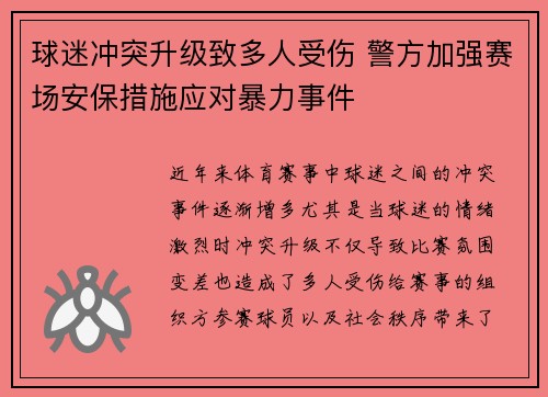 球迷冲突升级致多人受伤 警方加强赛场安保措施应对暴力事件